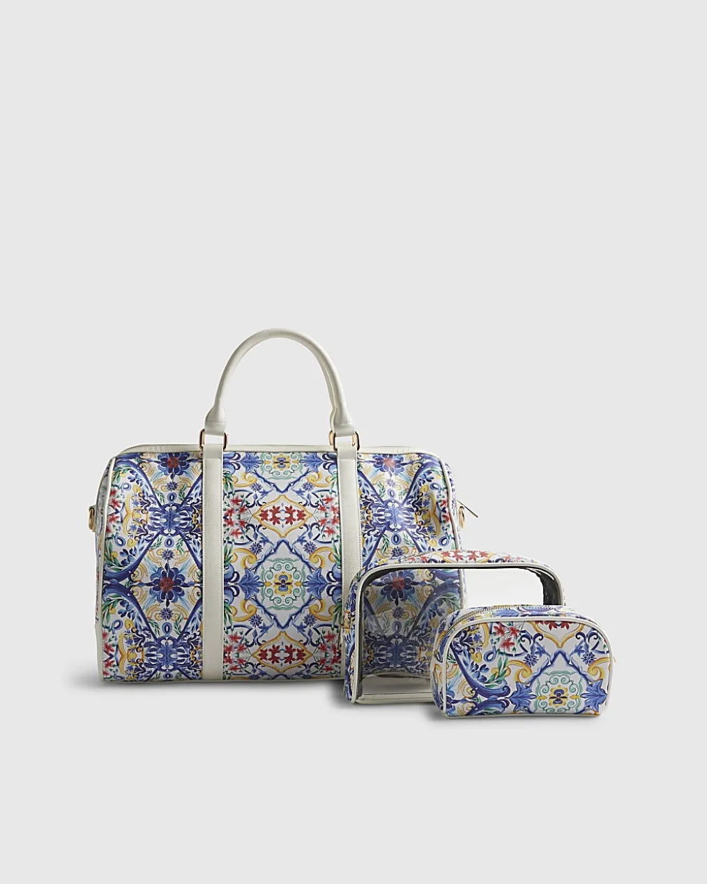 White Tile Print Barrell Bag Bundle
