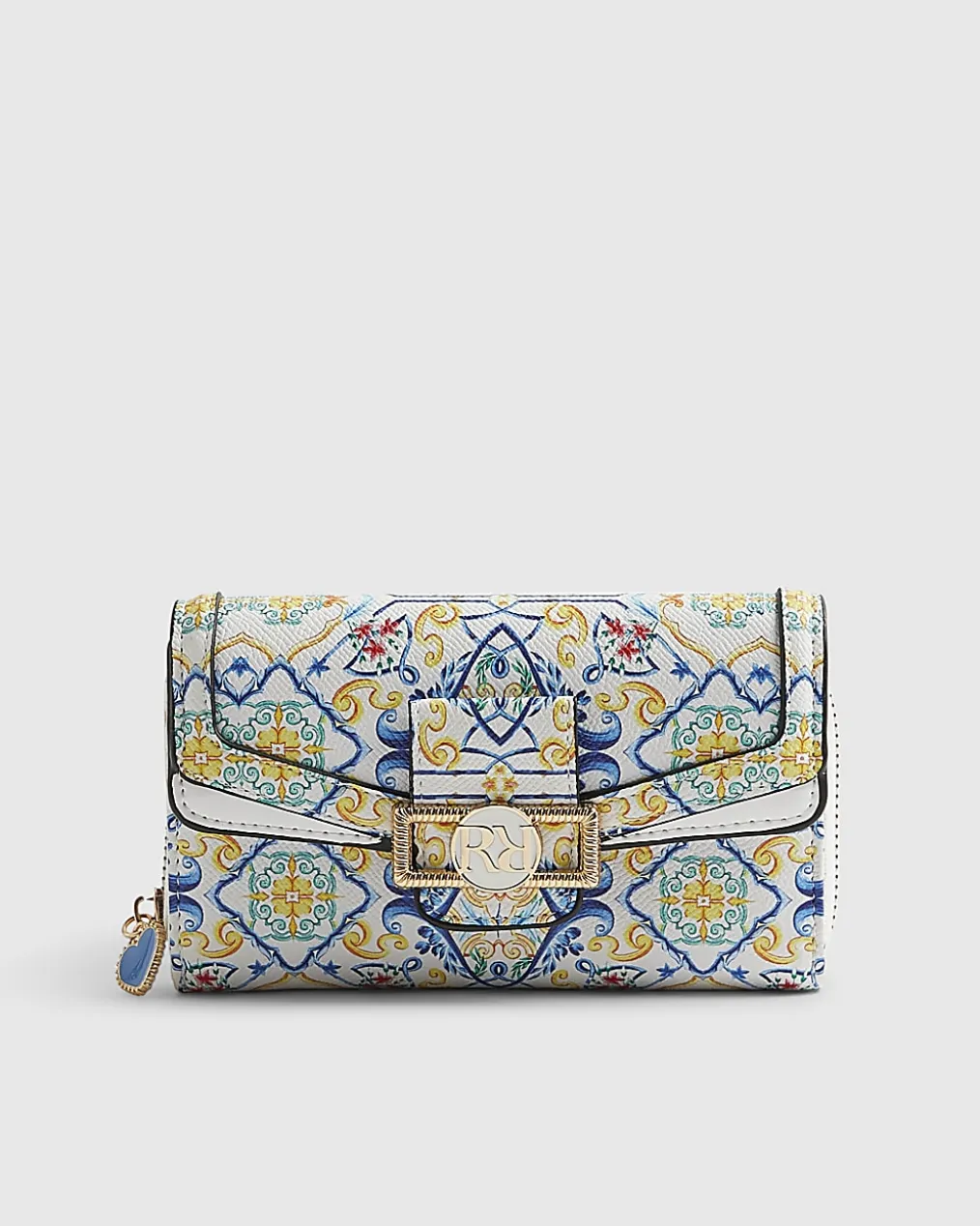 White Tile Print Flap Purse