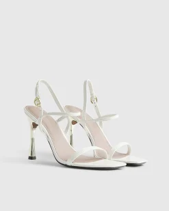 White Wide Fit Open Back Heeled Sandals