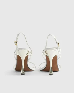 White Wide Fit Open Back Heeled Sandals