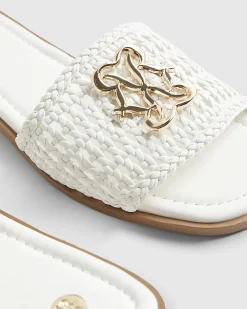 White Woven Mule Sandals