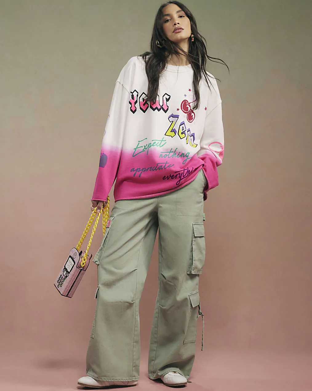 White Year Zero Dip Dye Sweatshirt