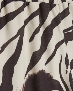 White Zebra Print Wide Leg Trousers