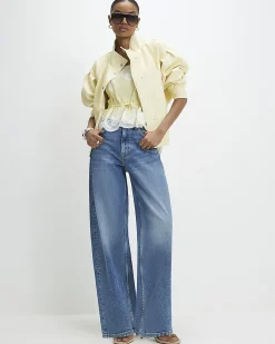 Yellow Batwing Low Belt Bomber Jacket