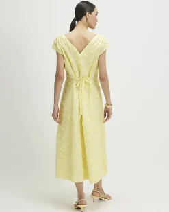 Yellow Boutique 3D Flower Midi Dress