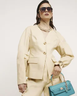 Yellow Collarless Blazer