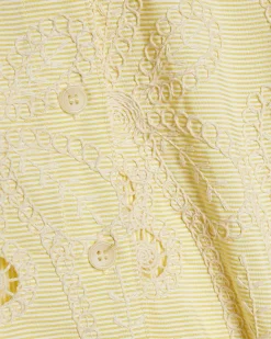 Yellow Cotton Blend Crochet Shirt