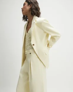 Yellow Cotton Cinched Blazer
