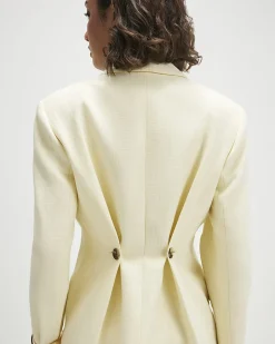 Yellow Cotton Cinched Blazer