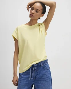 Yellow Cotton Grown On Sleeve T-Shirt