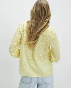 Yellow 3D Floral Embellished Shirt