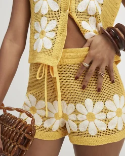 Yellow Daisy Crochet Shorts