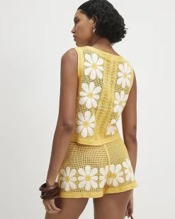 Yellow Daisy Crochet Shorts