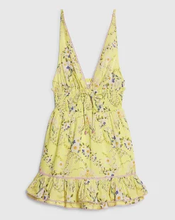 Yellow Daisy Floral Print Mini Dress