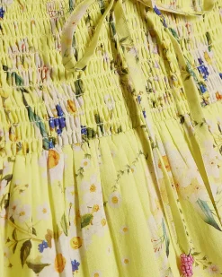 Yellow Daisy Floral Print Mini Dress