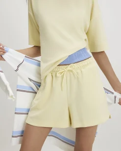 Yellow Drawstring Shorts