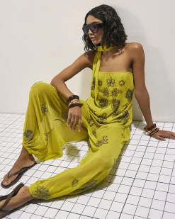 Yellow Embellished Balloon Trousers