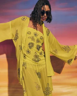 Yellow Embellished Kaftan