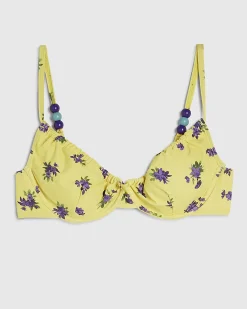 Yellow Floral Underwired Bikini Top