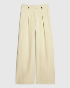 Yellow Linen Look Wide Leg Trousers
