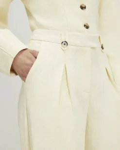Yellow Linen Look Wide Leg Trousers