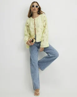 Yellow Long Sleeve 3D Floral Jacket