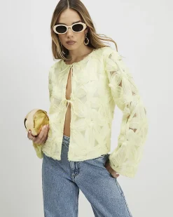 Yellow Long Sleeve 3D Floral Jacket