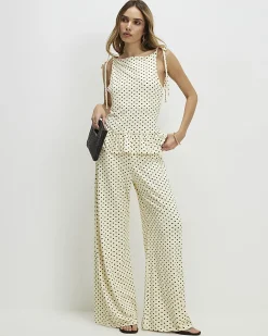 Yellow Polka Dot Wide Leg Trousers