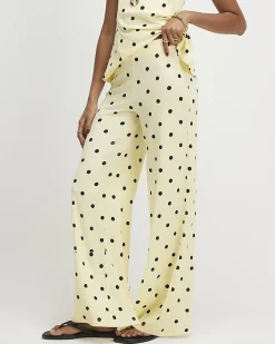 Yellow Polka Dot Wide Leg Joggers