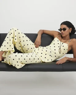 Yellow Polka Dot Wide Leg Joggers