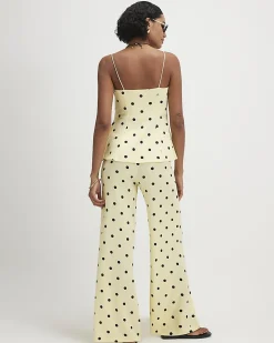 Yellow Polka Dot Wide Leg Joggers