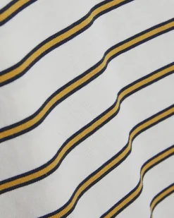 Yellow Regular Fit Cotton Stripe T-Shirt
