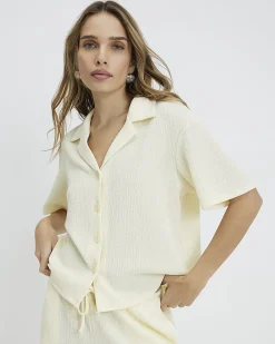 Yellow Short Sleeve Textured Shirt