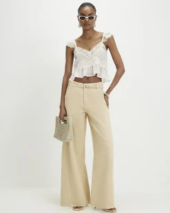 Yellow Skinny Belt Wide Leg Jeans