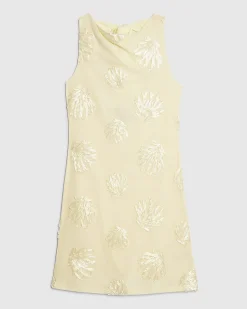 Yellow Sleeveless Cornelli Shell Mini Dress